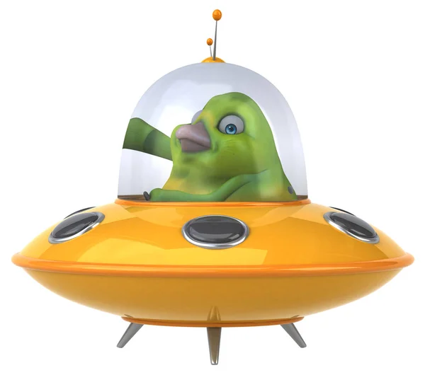 Fun Green Bird Space Ship Ilustrace — Stock fotografie