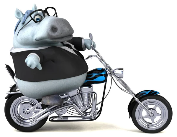 面白い漫画のキャラクターにオートバイの — ストック写真