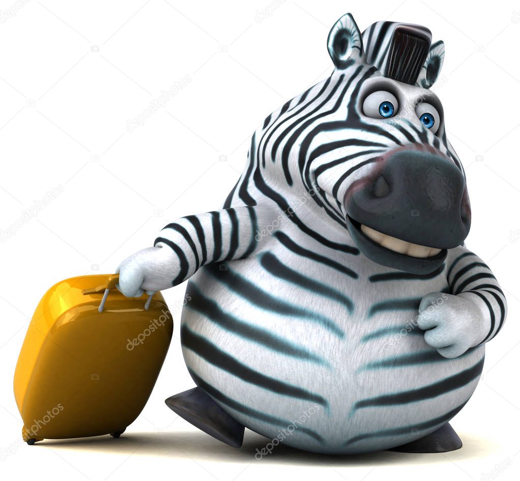 Fun cartoon character with suitcase  - 3D Illustration