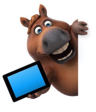 Eğlenceli çizgi film karakteri ile tablet - 3d çizim