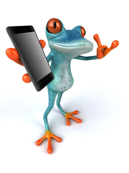 Kul Groda Med Telefon Illustration — Stockfoto