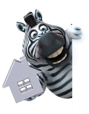 Evle eğlenceli zebra - 3D İllüstrasyon