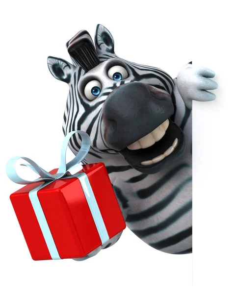 Zabawna Zebra Prezentem Ilustracja — Zdjęcie stockowe