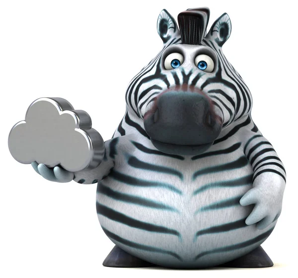 Zebra Divertente Con Nuvola Illustrazione — Foto Stock