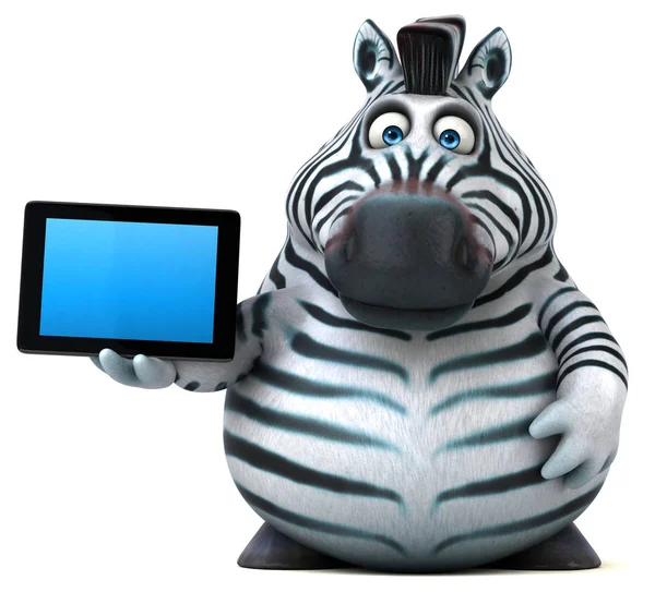 Zebra Divertida Com Tablet Ilustração — Fotografia de Stock