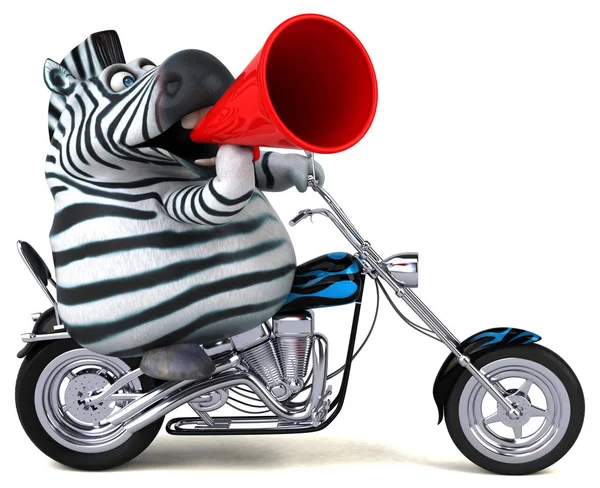 楽しいゼブラのオートバイ イラスト — ストック写真