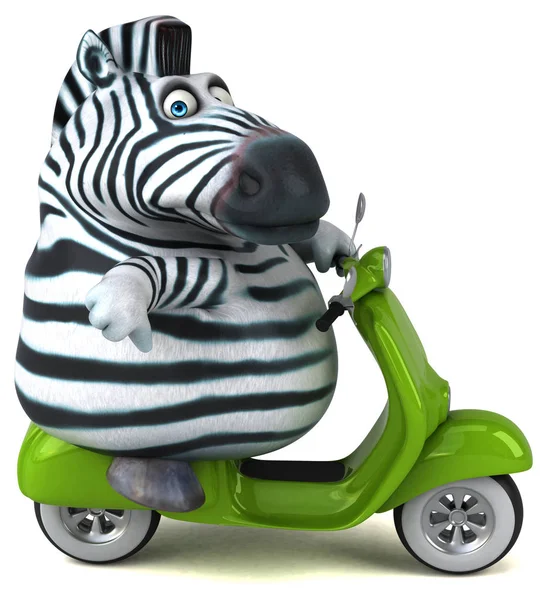 Fun Zebra Koloběžkou Obrázek — Stock fotografie