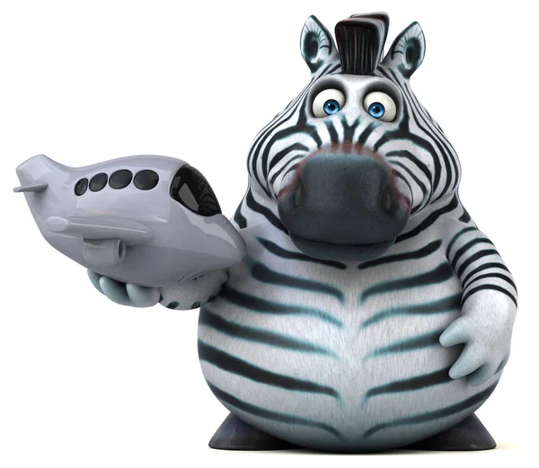 Zabawa Zebra Samolotem Ilustracja — Zdjęcie stockowe