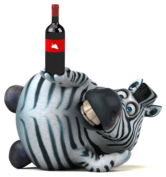 Zebra Divertente Con Vino Illustrazione — Foto Stock