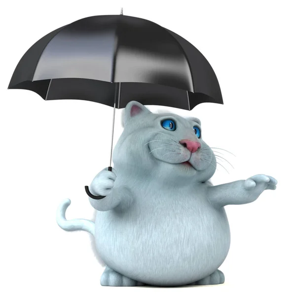 Leuke Kat Met Paraplu Illustratie — Stockfoto