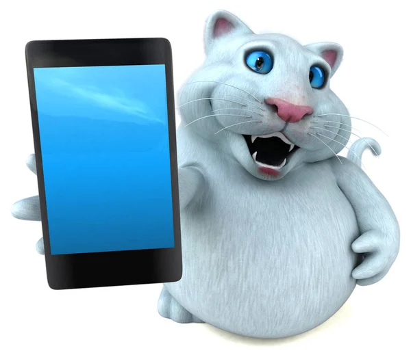 Rolig Katt Med Tablett Illustration — Stockfoto