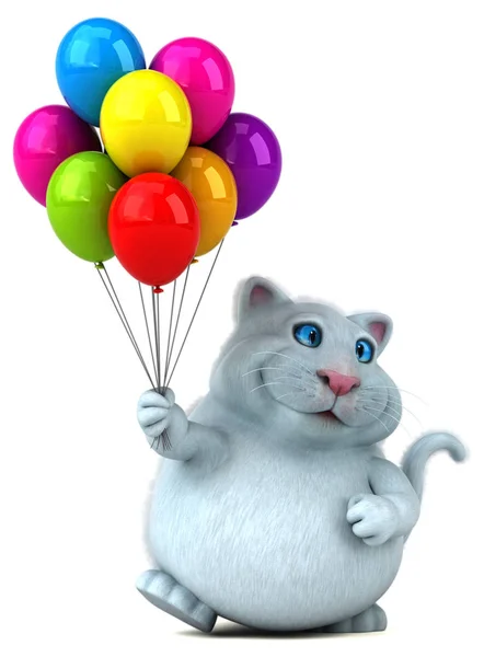 Веселая Кошка Воздушными Шарами Иллюстрация — стоковое фото