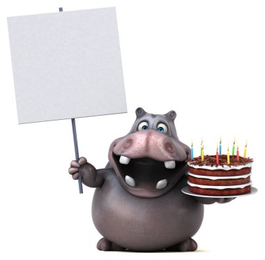 Komik çizgi film karakteri ile kek - 3d çizim