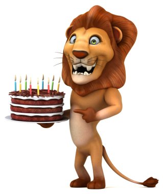 Komik çizgi film karakteri ile kek - 3d çizim