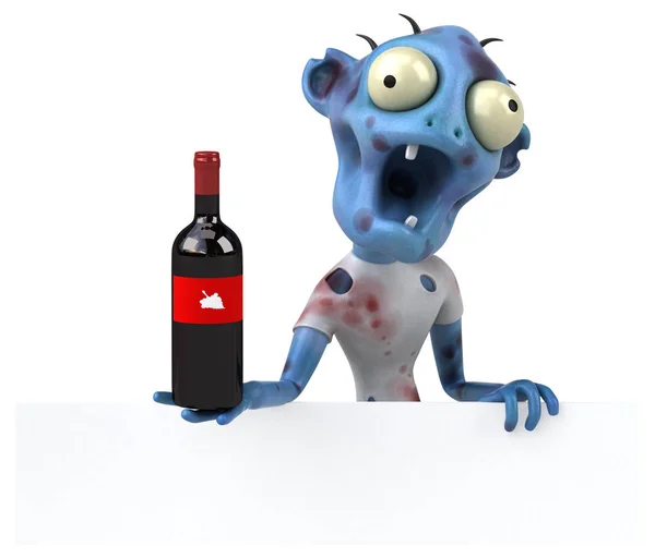 Divertido Personaje Dibujos Animados Con Vino Ilustración — Foto de Stock