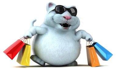 -3d çizim eğlenceli çizgi film karakteri ile çanta