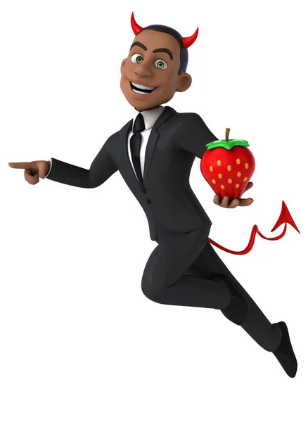 イチゴと面白い漫画のキャラクター 3Dイラスト — ストック写真