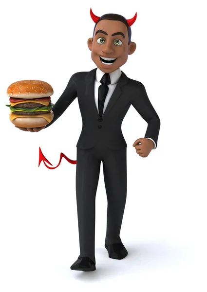 Funny Cartoon Character Hamburger Illustration — Stock Photo, Image