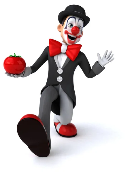 有趣的小丑卡通人物与西红柿 — 图库照片