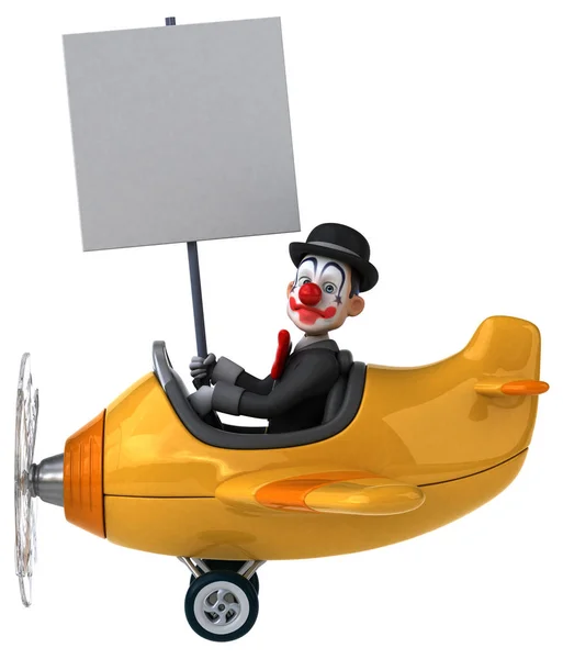 Funny Cartoon Character Plane Illustration — Stock Photo, Image