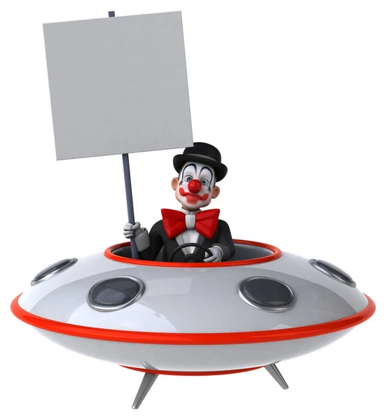 Clown Divertente Nella Nave Spaziale Illustrazione — Foto Stock