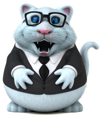 Eğlenceli kedi işadamı - 3d çizim