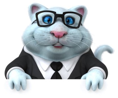 Eğlenceli kedi işadamı - 3d çizim