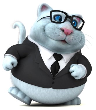 Eğlenceli kedi işadamı - 3d çizim