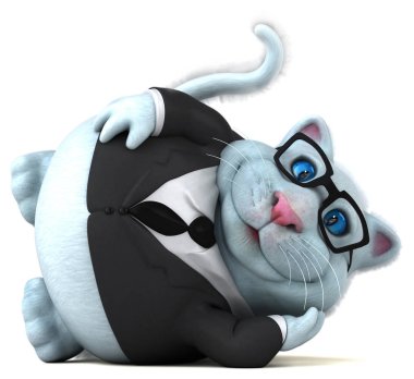 Eğlenceli kedi işadamı - 3d çizim