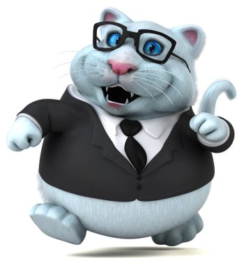 Eğlenceli kedi işadamı - 3d çizim