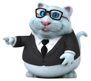 Eğlenceli kedi işadamı - 3d çizim