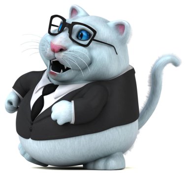 Eğlenceli kedi işadamı - 3d çizim