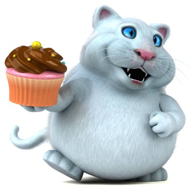 Komik karikatür karakter ile cupcake - 3d çizim