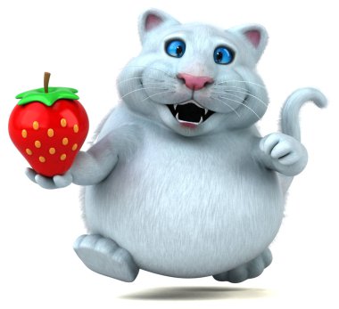 Çilekli komik çizgi film karakteri - 3D İllüstrasyon