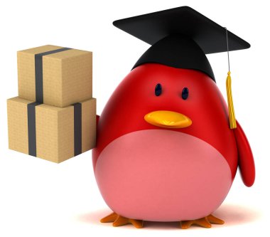 -3d çizim eğlenceli çizgi film karakteri ile kutuları