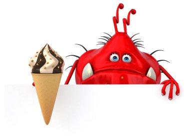 eğlenceli çizgi film karakteri dondurma - 3d çizim ile