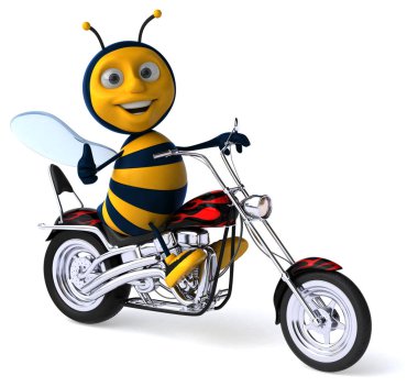 komik çizgi film karakteri üzerinde motosiklet - 3d çizim