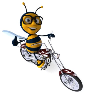 komik çizgi film karakteri üzerinde motosiklet - 3d çizim