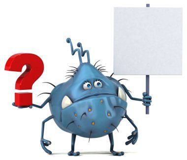 Eğlenceli çizgi film karakteri ile soru - 3d çizim