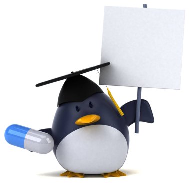 Komik çizgi film karakteri ile hap - 3d çizim