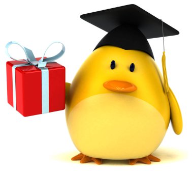 Eğlenceli çizgi film karakteri ile hediye - 3d çizim