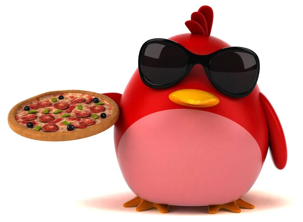 Rolig Tecknad Karaktär Med Pizza Illustration — Stockfoto