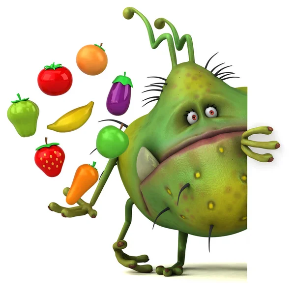 Lustige Cartoon Figur Mit Obst Und Gemüse Illustration — Stockfoto