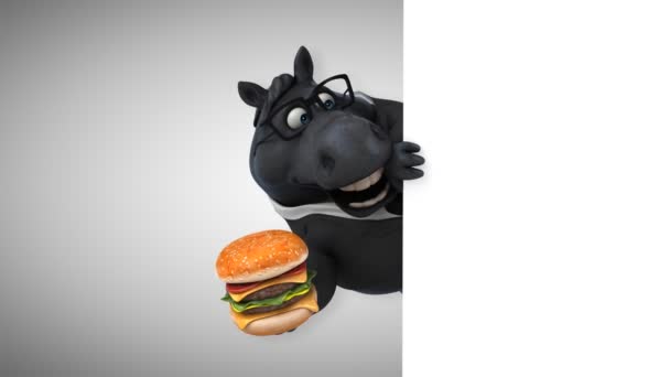 Zabawne Konia Burger Animacji — Wideo stockowe