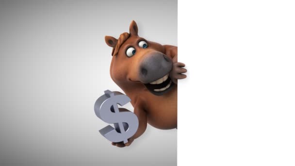 Spaßpferd Mit Dollar Animation — Stockvideo