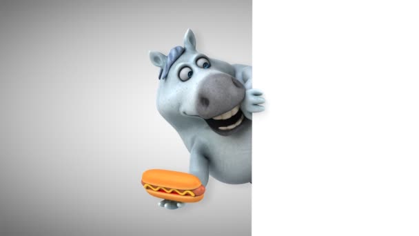 Zabawne Konia Hot Dog Animacja — Wideo stockowe
