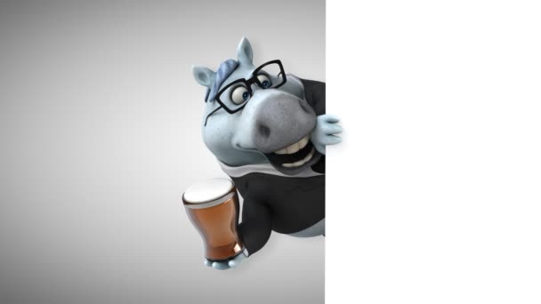 Cavalo Divertido Com Cerveja Animação — Vídeo de Stock