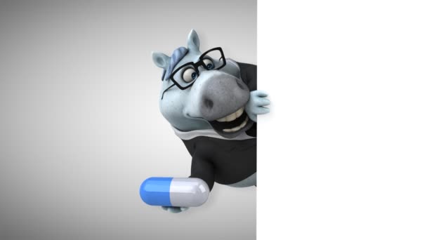 Cheval Amusant Avec Pilule Animation — Video