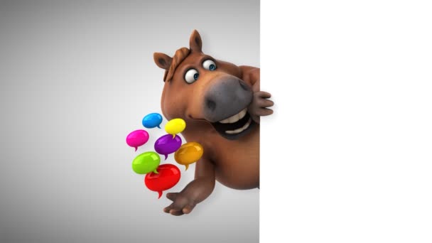 Cheval Amusant Avec Bulles Animation — Video