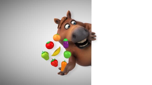 Διασκέδαση Άλογο Φρούτα Και Λαχανικά Animation — Αρχείο Βίντεο
